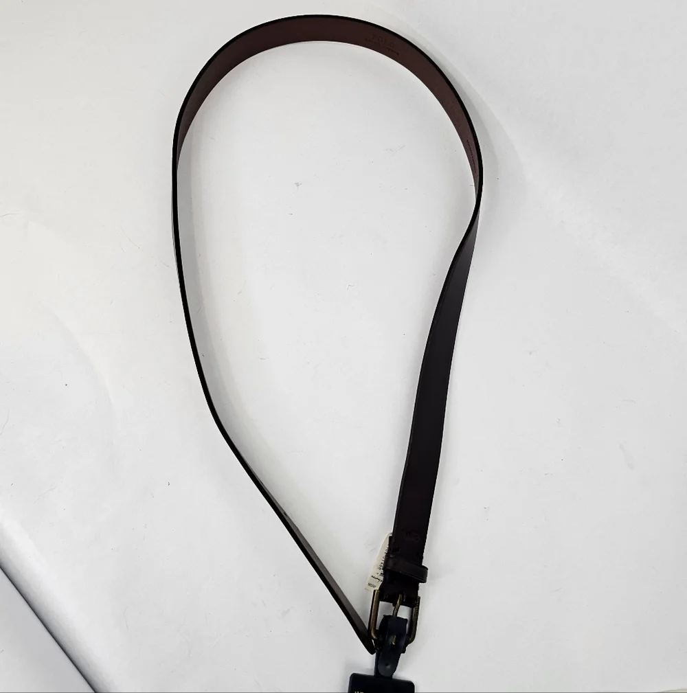 Polo by Ralph Lauren Men's Dark Brown Leather Belt Size 38 NEW